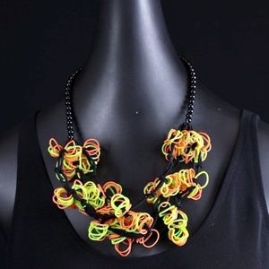 Whimsical Elastic & Fabric Necklace